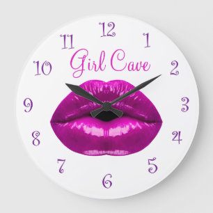 Funny Ladies Girl Cave Large Clock