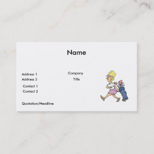 funny lady golfer cartoon graphic business card