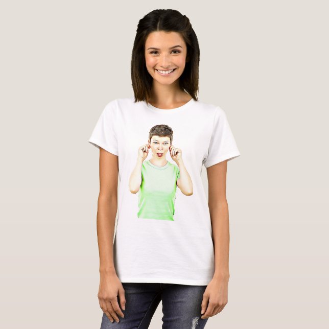 Funny Lady Making Faces Humourous Shirt (Front Full)