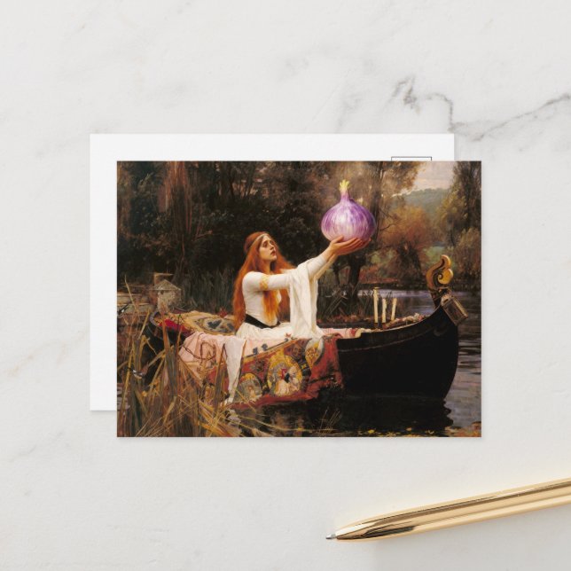 Funny Lady of Shallot Parody Postcard (Front/Back In Situ)