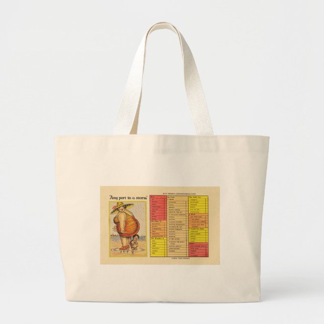 Funny Lady on Beach Large Tote Bag (Front)