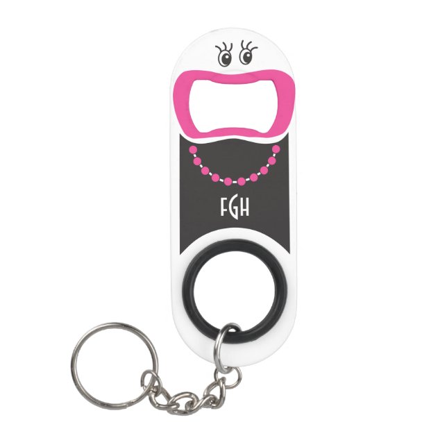 Funny Lady © Pink Lipstick Keychain Bottle Opener (Front)