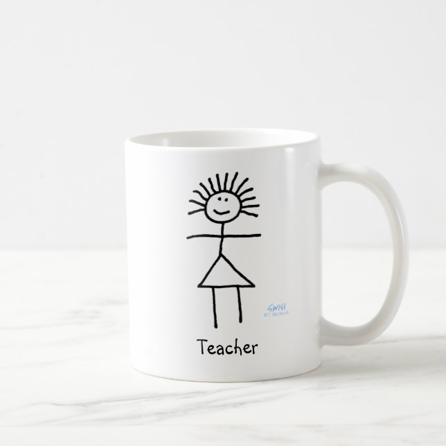 Funny Lady Teacher Female Chalk Stick Figure Coffee Mug (Right)