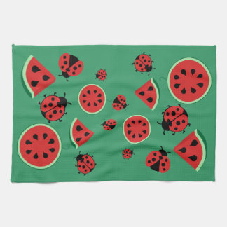 Funny Ladybug and Watermelon Tea Towel