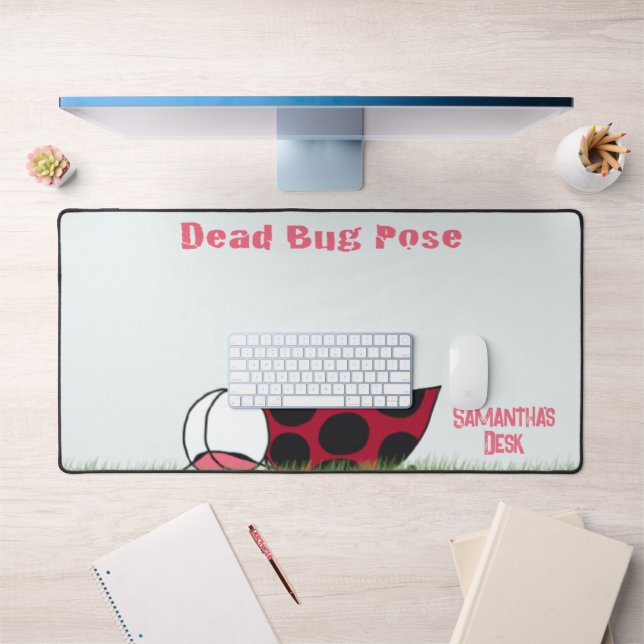 Funny Ladybug Dead Bug Yoga Pose Desk Mat (Office 1)