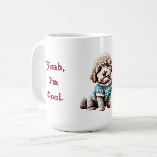Funny Lagotto Romagnolo in Christmas Sweater Coffee Mug (Front Left)