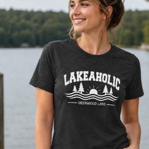 Funny Lakeaholic Deerwood Lake Classic Lake Life Tri-Blend Shirt
