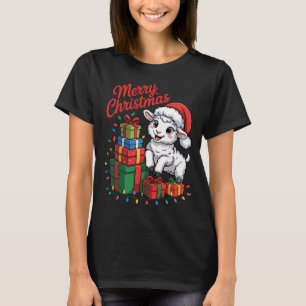 Funny Lamb Santa Hat Animals Lovers Ugly Christmas T-Shirt