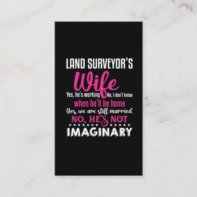 Funny Land Surveyor Wife Husband Couple Wedding Business Card (Front)