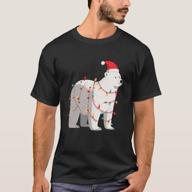 Funny Lar Bear Christmas Graphics Animal Lights Lo T-Shirt (Front)