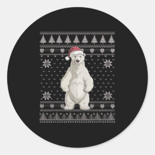 Funny Lar Bear Ugly Christmas Sweater Santa Xmas P Classic Round Sticker