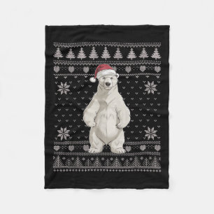 Funny Lar Bear Ugly Christmas Sweater Santa Xmas P Fleece Blanket