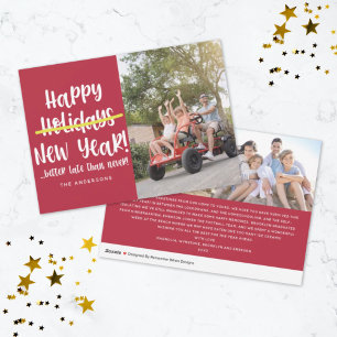 Funny Late Happy New Year Photo  Holiday Card