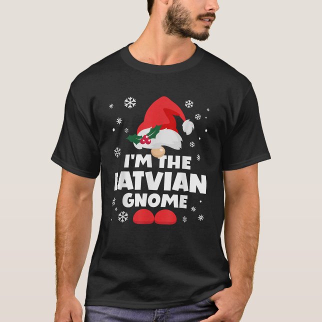 Funny Latvian Gnome Family Matching Group Happy Ch T-Shirt (Front)