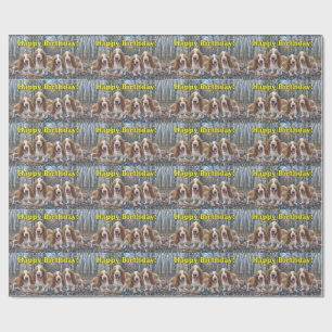 Funny Laughing Basset Hounds Birthday Wrapping Paper