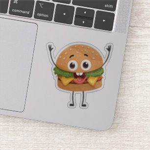 Funny Laughing Burger Vinyl Sticker Cute 3D Food