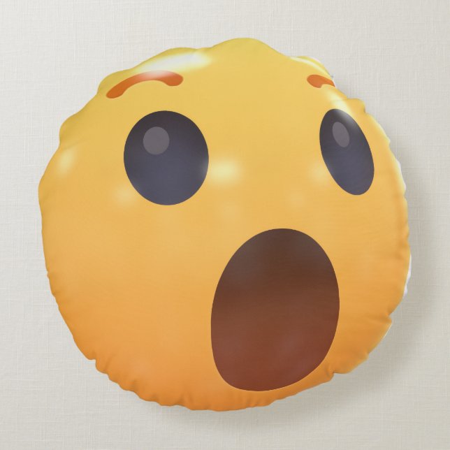 Funny Laughing Emoji Face Round Cushion (Back)