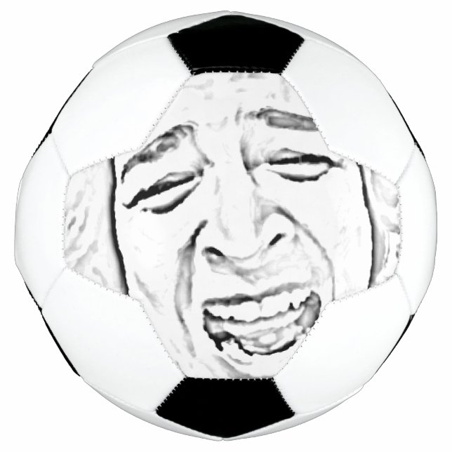 Funny Laughing Face Photo Drawing Design Football (Front)