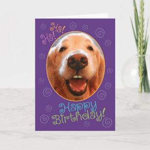 Funny Laughing Golden Retriever Birthday Card