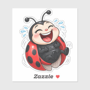 Funny Laughing Ladybug Custom-Cut Vinyl Sticker