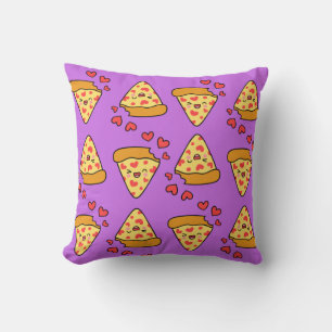 Funny laughing pizza pattern purple kids girl boy cushion