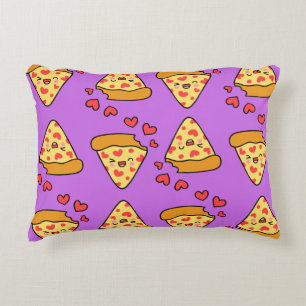 Funny laughing pizza pattern purple kids girl boy decorative cushion