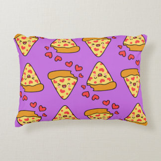 Funny laughing pizza pattern purple kids girl boy decorative cushion