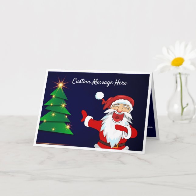 Funny Laughing Santa Christmas Tree Holiday Card (Small Plant)