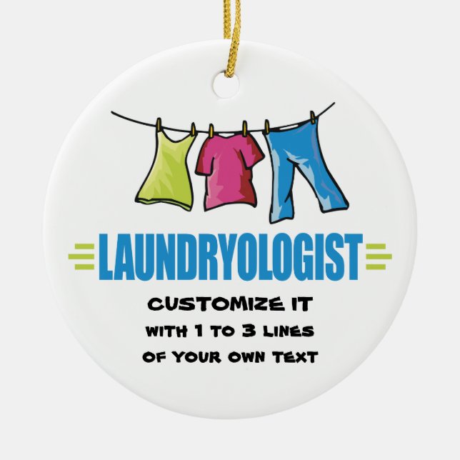 Funny Laundry Ceramic Tree Decoration (Front)