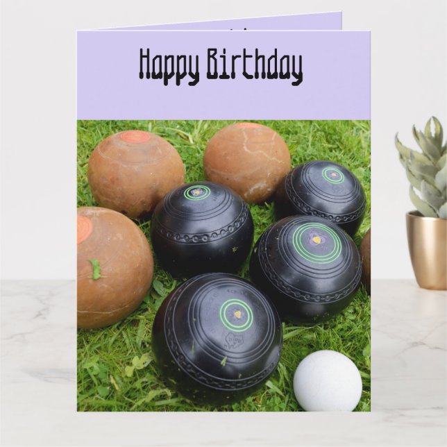 Funny Lavender Lawn Bowls, Big Birthday Card (Small Plant)