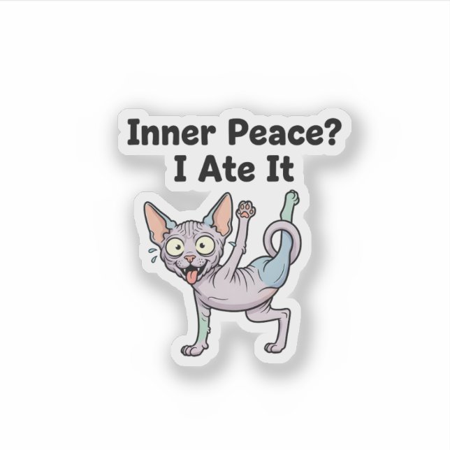 Funny Lavender Sphynx Cat Cartoon Art (Front)
