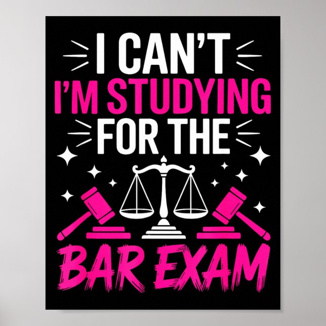 Funny Law School Student Gift - Can't Studying For Poster (Front)