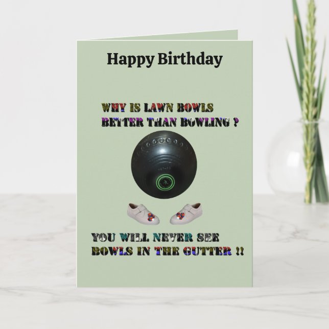 Funny Lawn Bowl Puns, Birthday Card (Front)
