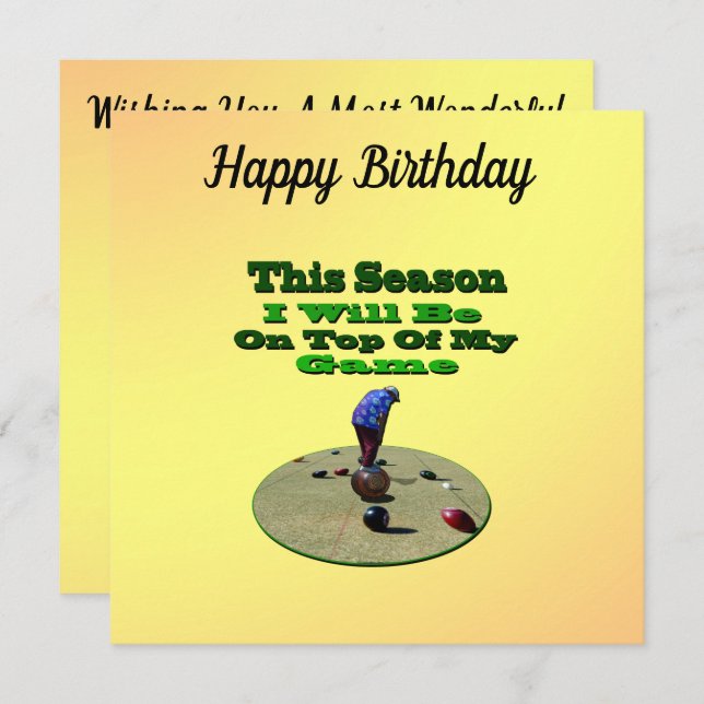 Funny Lawn Bowler, Flat Birthday Card (Front/Back)