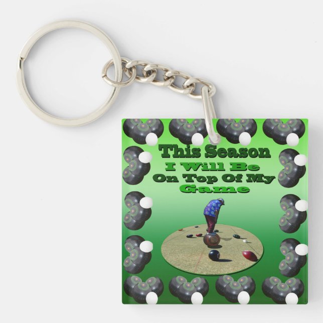 Funny Lawn Bowls, Acrylic Keyring (Front)