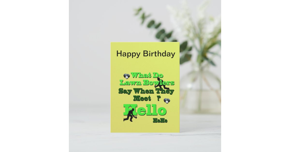 Funny Lawn Bowls Birthday Greeting, Postcard Zazzle