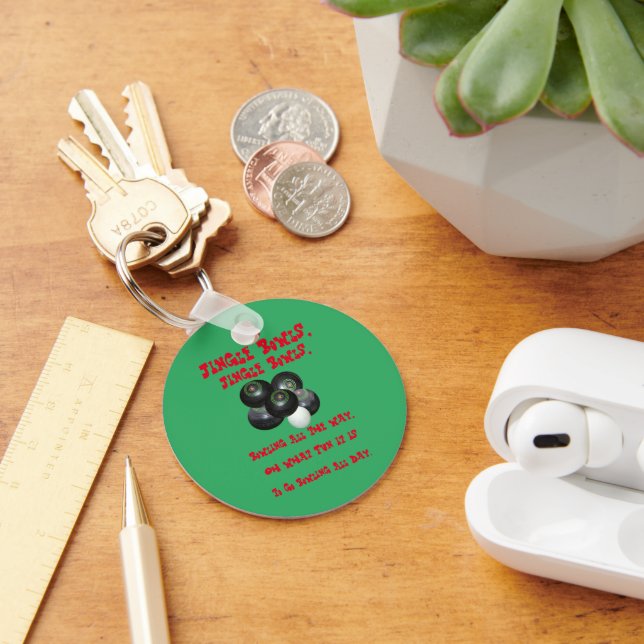 Funny Lawn Bowls Christmas, Key Ring (Desk)