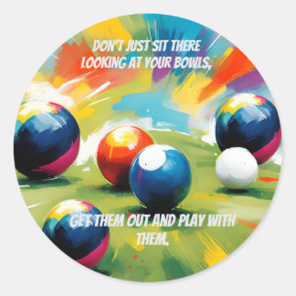 Funny Lawn Bowls Color Splash, Classic Round Sticker