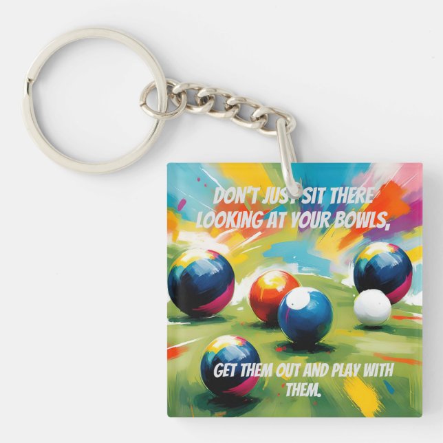 Funny Lawn Bowls Color Splash,  Key Ring (Front)