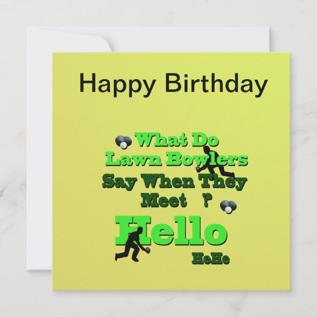 Funny Lawn Bowls Greeting, Flat Birthday Card (Front)