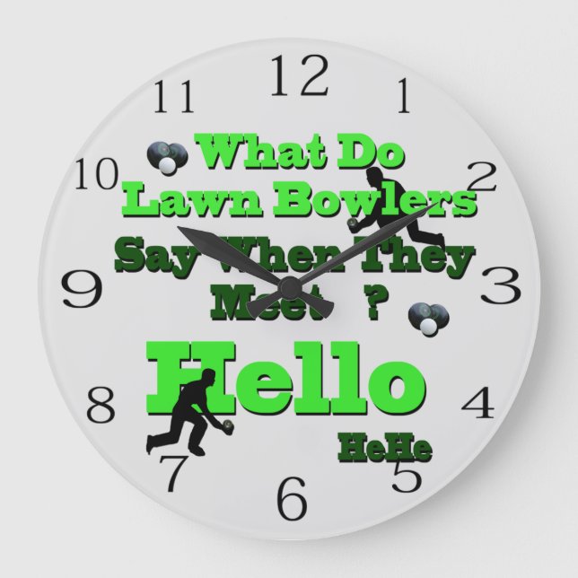 Funny Lawn Bowls Greeting, Wall Clock (Front)