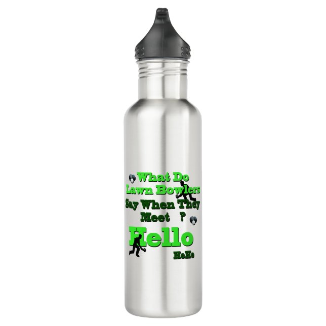 Funny Lawn Bowls Greeting,  Water Bottle (Right)