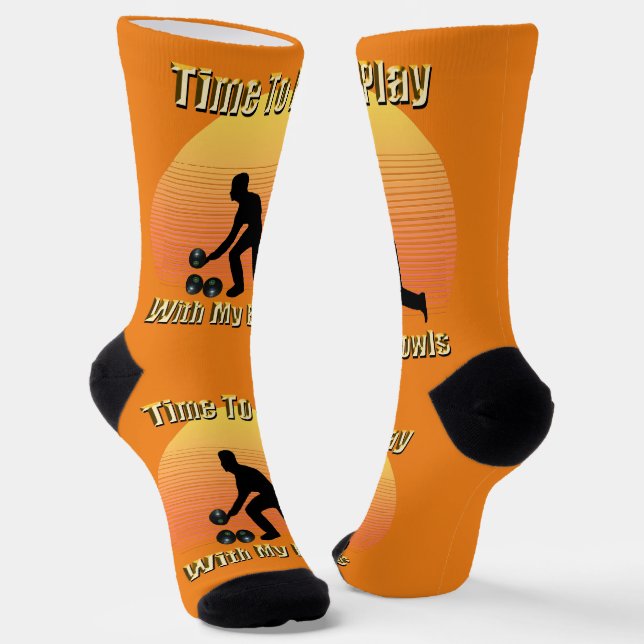 Funny Lawn Bowls Playtime, Crew Socks (Angled)