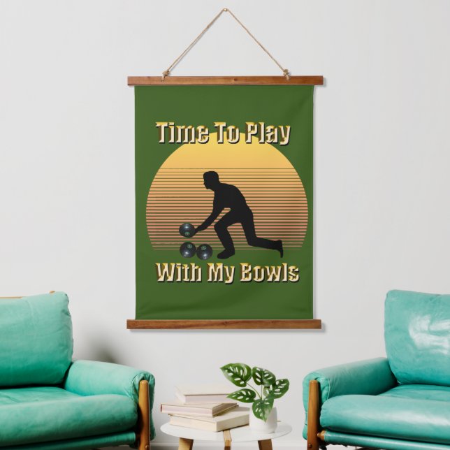 Funny Lawn Bowls Playtime, Wall Hanging Hanging Tapestry (Living Room)