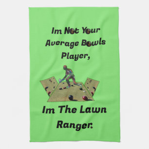 Funny Lawn Bowls Ranger, Tea Towel