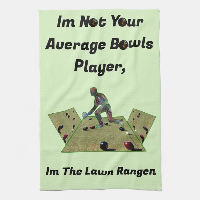 Funny Lawn Bowls Ranger,  Tea Towel (Vertical)