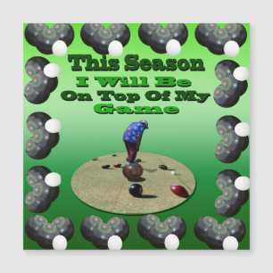 Funny Lawn Bowls, Square Framed Magnet Card