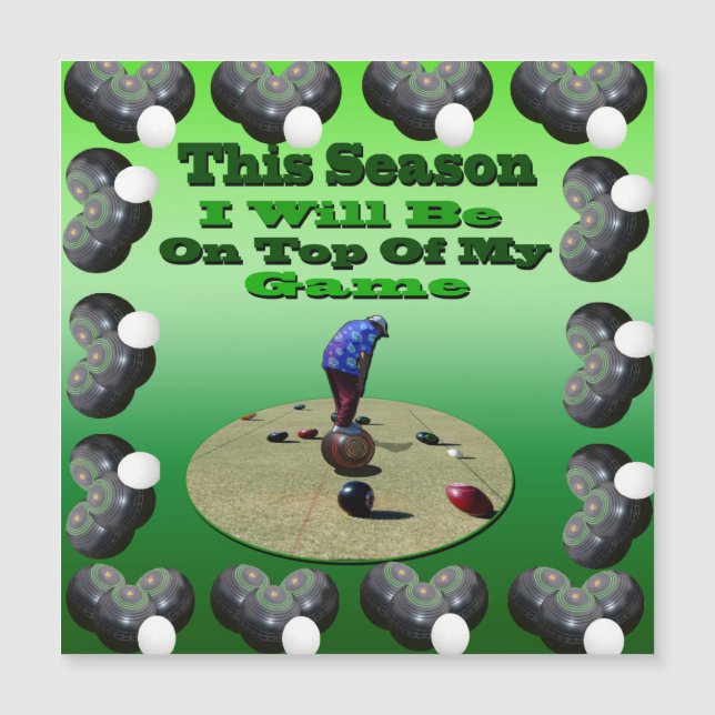 Funny Lawn Bowls, Square Framed Magnet Card (Front)