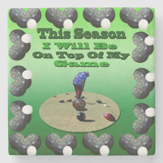 Funny Lawn Bowls, Stone Coaster (Front)