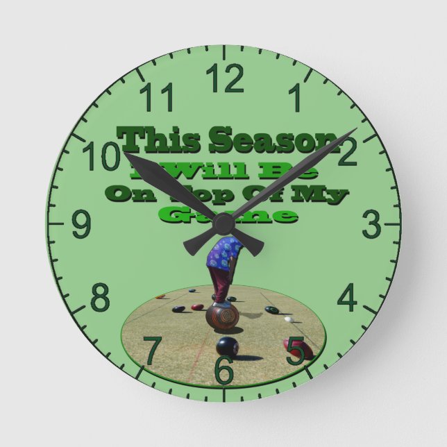 Funny Lawn Bowls This Season, Wall Clock (Front)